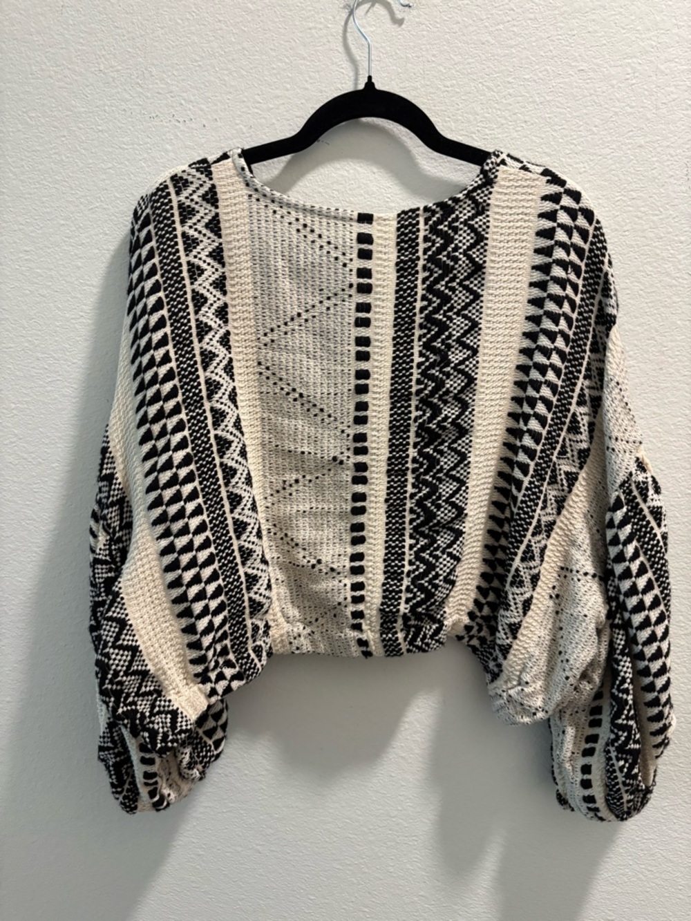 Ivy Jane Cropped Knit Button-Front Top in Black & Cream, size XS - Picture 6 of 7
